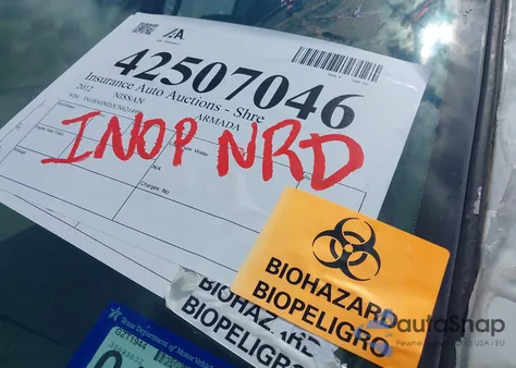 2012 Nissan Armada Sv z USA, uszkodzony, nr VIN 5N1BA0ND2CN621499